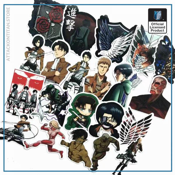 42Pcs lot Japanese Anime Attack on titan Mikasa Levi Eren Stickers For Car Phone Luggage Laptop 3 - Attack On Titan Store