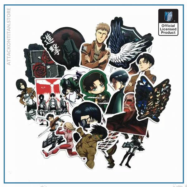 42Pcs lot Japanese Anime Attack on titan Mikasa Levi Eren Stickers For Car Phone Luggage Laptop - Attack On Titan Store