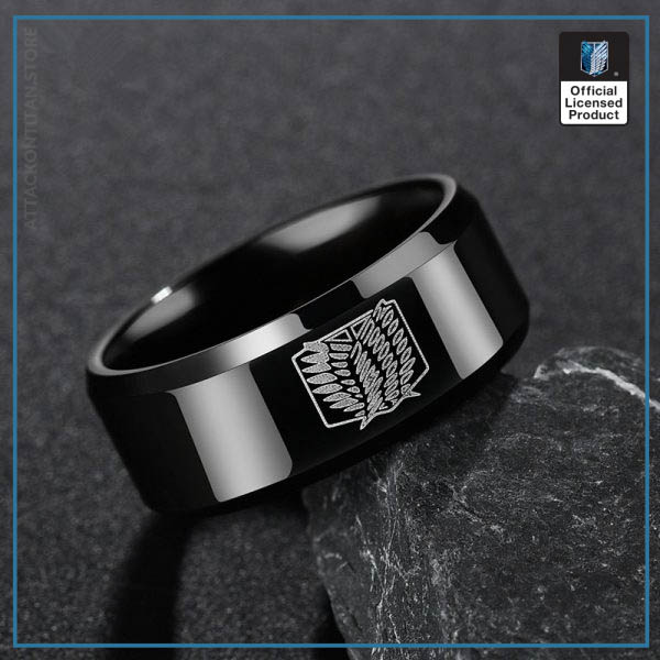 Anime Attack on Titan Rings Levi Ackerman Cosplay Prop Scout Regiment Wings of Liberty Black Rings 4 - Attack On Titan Store