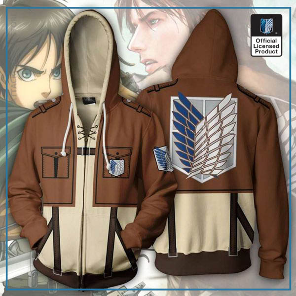 Anime Sweatshirt Jersey Hoodie Attack on Titan Eren Jaeger Cosplay Costume Jacket Zipper Tops - Attack On Titan Store