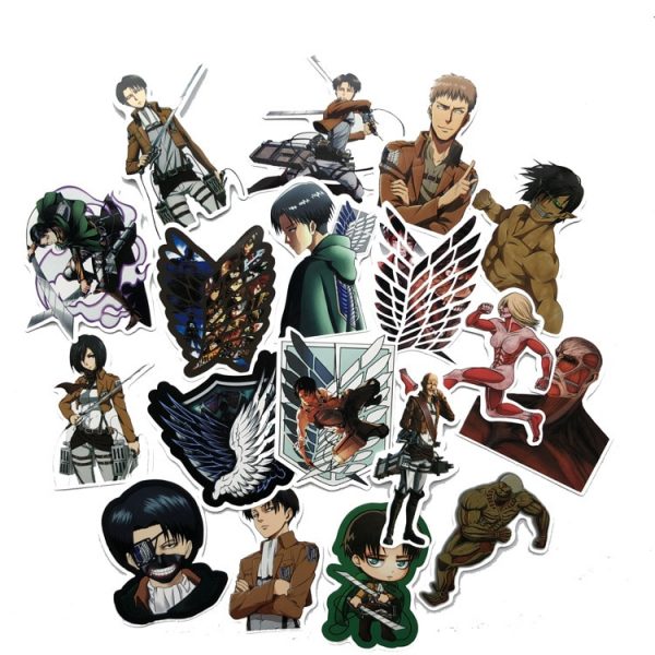 42Pcs lot Japanese Anime Attack on titan Mikasa Levi Eren Stickers For Waterproof Car Phone Luggage 5 - Attack On Titan Store