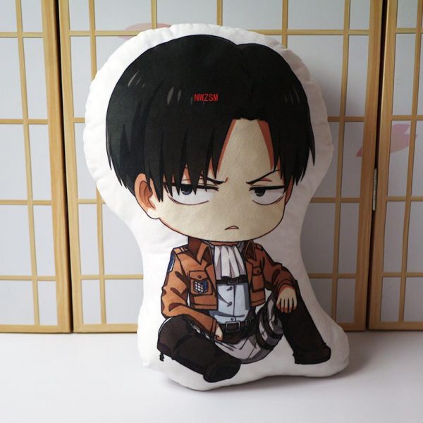 Attack on Titan Pillow Toy Anime Levi Ackerman Plush Stuffed Doll Double Sided Pillowcase 40cm Children 2 - Attack On Titan Store