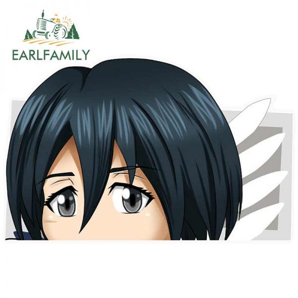 EARLFAMILY Car Sticker for MKS01 Mikasa AoT Ackerman Anime Peeking Fine Decal Motorcycle Waterproof DIY Occlusion 2 - Attack On Titan Store