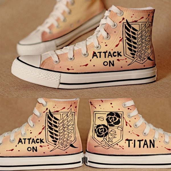 High Q Unisex Japan Anime Attack on Titan Casual Punk Rock Canvas shoe plimsolls Rope soled - Attack On Titan Store