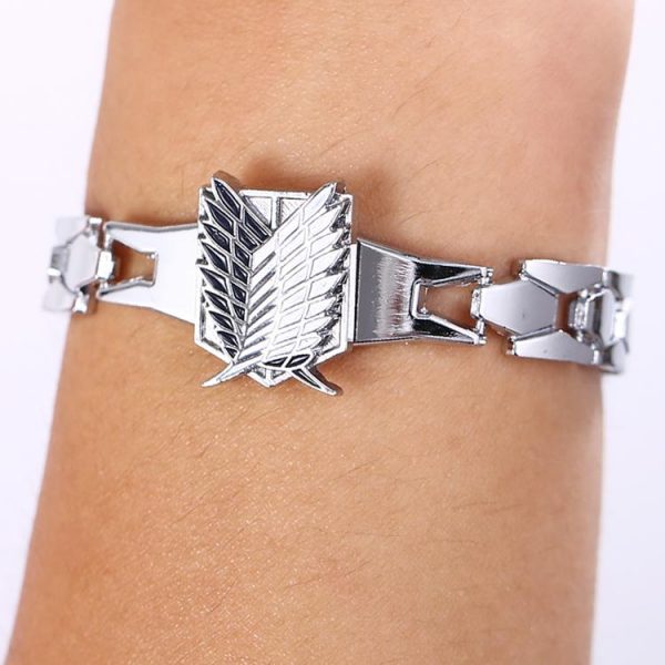 MJ Anime Silver Color Bracelets Attack on Titan Rotation Logo Bracelet Cosplay Accessories - Attack On Titan Store