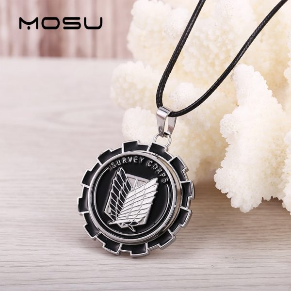 MOSU Hot Anime Attack on Titan Necklace Rotatable Scout Regiment Logo pendant High Quality metal Jewelry - Attack On Titan Store