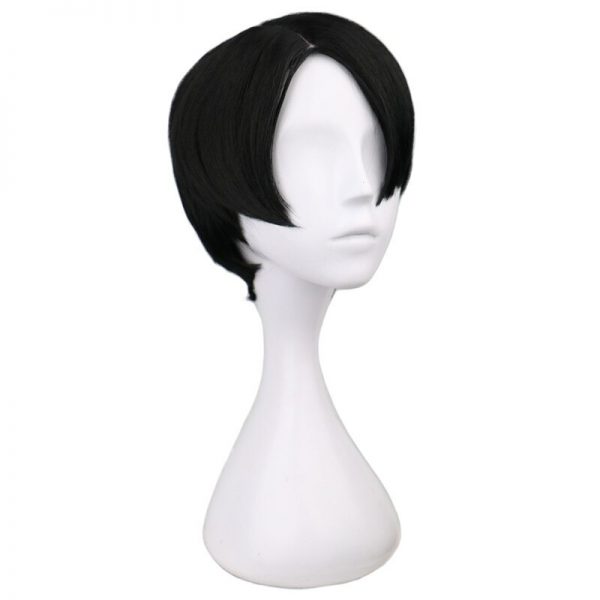 QQXCAIW Short Straight Cosplay Levi Rivaille Black 30 Cm Synthetic Hair Wigs 1 - Attack On Titan Store