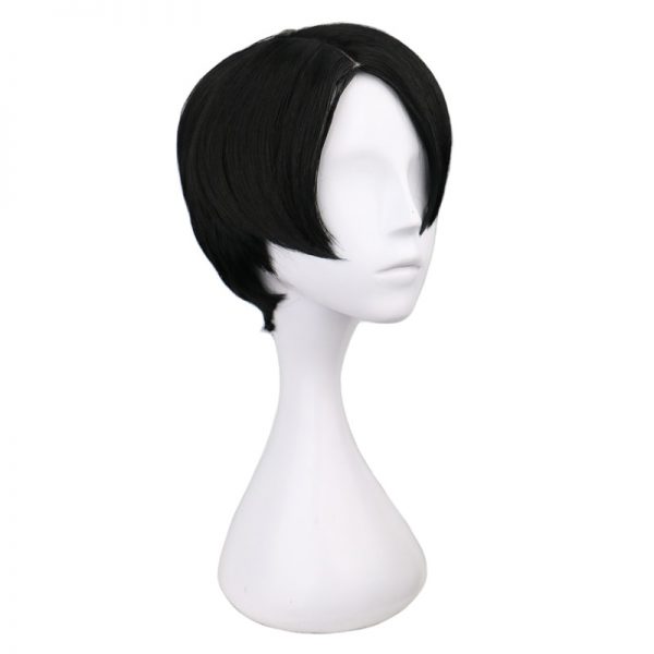 QQXCAIW Short Straight Cosplay Levi Rivaille Black 30 Cm Synthetic Hair Wigs - Attack On Titan Store