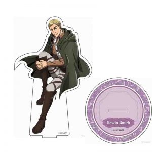 Hot Anime Attack on Titan Erwin Smith Acrylic Keychains Stand Display Model Plate Birthday Cake Decor Toy Cosplay Student Gift