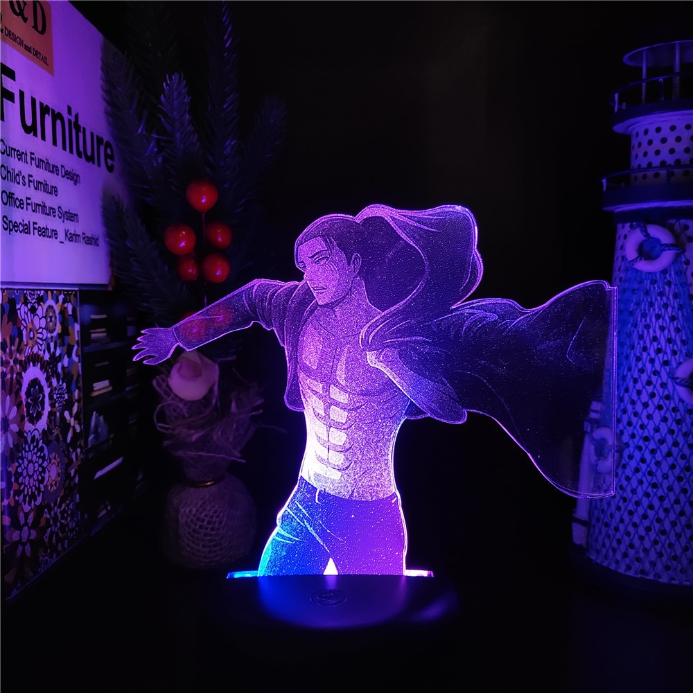 Attack On Titans LED Lamp Eren Jaeger 3D Anime Night Light For Bedroom Decor Kid Lampe 1 - Attack On Titan Store