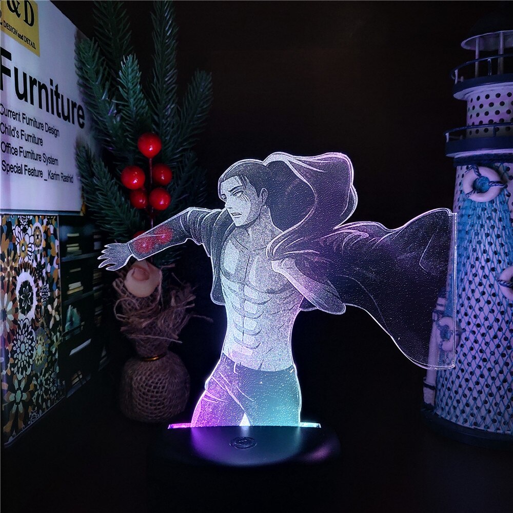 Attack On Titans LED Lamp Eren Jaeger 3D Anime Night Light For Bedroom Decor Kid Lampe - Attack On Titan Store